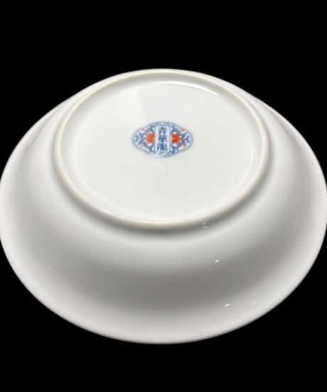 【2客セット】 大昭和龍峰製 青華龍 色絵 小皿 五彩唐草 丸皿 古美術 時代物 和食器 骨董品 アンティーク