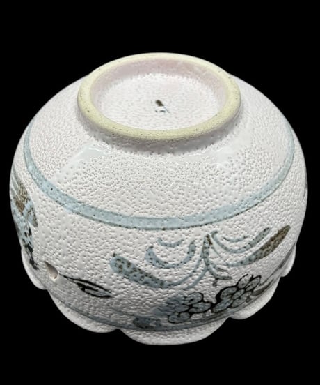 京焼 康仙窯 菓子鉢 透かし 鶏草花文図 鉢 菓子器 深鉢 陶器 時代物 和食器 骨董品 アンティーク