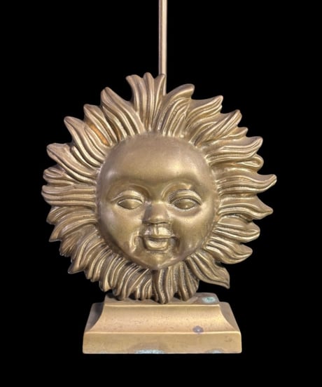 真鍮 ドアストッパー 太陽 金色 インテリア 置物 オブジェ 時代物 工芸品 骨董品 アンティーク
