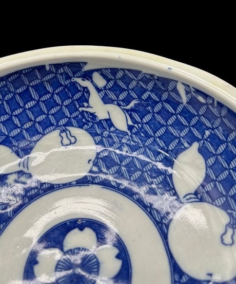 江戸期 古伊万里 染付 菓子鉢 瓢箪 馬 印判 鉢 取り皿 飾り皿 和食器 陶器 骨董品 アンティーク