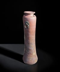 備前焼 壁掛け 花瓶 在銘 円筒 一輪挿し 作家物 フラワーベース 花生け 花器 陶器 インテリア 工芸品 骨董品 アンティーク