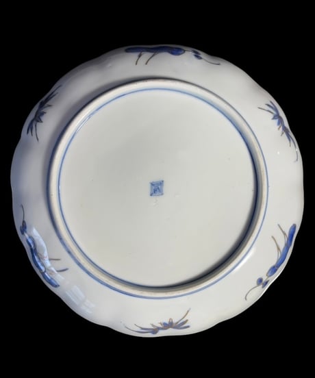 江戸期 古伊万里 金彩 染付 肥 大皿 山水風景図 丸皿 取り皿 飾り皿 和食器 伊万里 陶器 骨董品 アンティーク