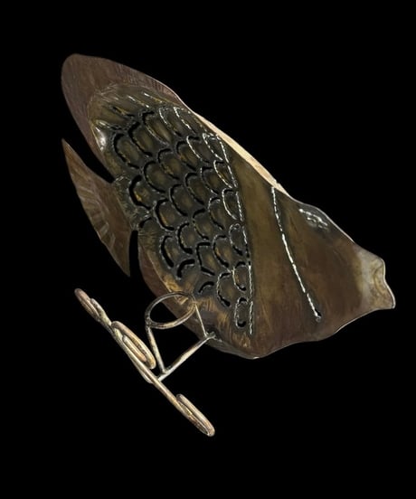 金属工芸 キャンドルホルダー 銅製 熱帯魚 蝋燭台 魚 灯火台 置物 インテリア オブジェ 骨董品 アンティーク