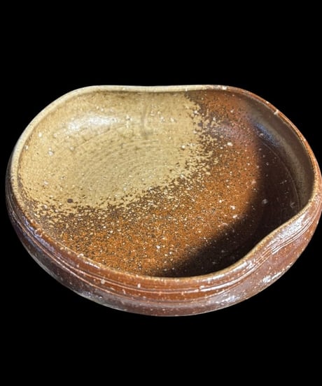信楽焼 楽馬 信楽鉢 作家物 共箱 変形鉢 茶道具 和食器 陶芸 焼物 骨董品 アンティーク