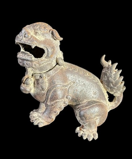 銅製 獅子 香炉 中国 唐獅子 置物 香道具 茶道具 古美術 オブジェ 金属工芸 骨董品 アンティーク