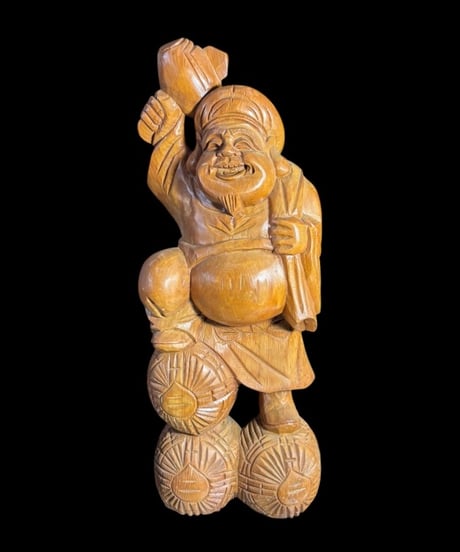 木彫り 大黒天 七福神 木製 大黒様 開運 縁起物 彫刻 仏像 古美術 インテリア 置物 オブジェ 骨董品 アンティーク