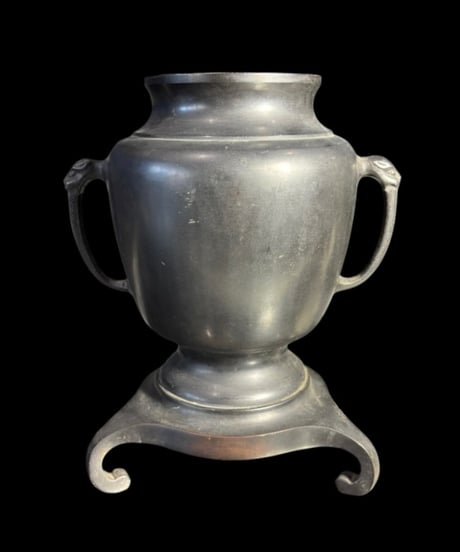 銅製 薄端 双耳 花瓶 山水風景図 花入れ 花器 工芸品 陶器 インテリア 骨董品 アンティーク