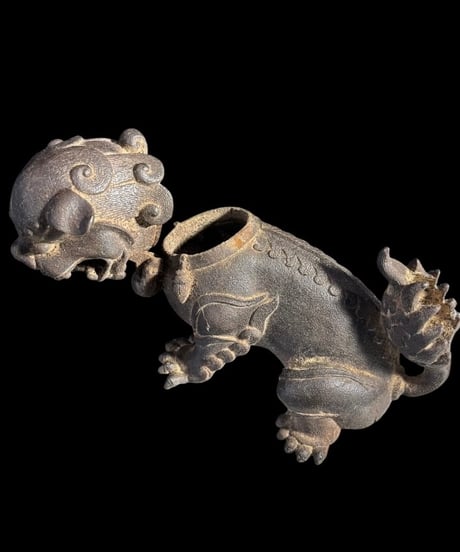 銅製 獅子 香炉 中国 唐獅子 置物 香道具 茶道具 古美術 オブジェ 金属工芸 骨董品 アンティーク