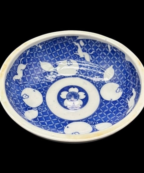 江戸期 古伊万里 染付 菓子鉢 瓢箪 馬 印判 鉢 取り皿 飾り皿 和食器 陶器 骨董品 アンティーク