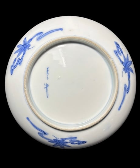 【6客セット】 江戸期 古伊万里 金彩 染付 鳳凰草花文図 丸皿 平皿 古美術 時代物 和食器 骨董品 アンティーク