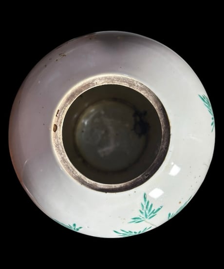 中国磁器 色絵 蓋付き壺 草花文図 民国 花瓶 花入れ 牡丹 花器 丸壺 ジャー 陶器 中国 古美術 骨董品 アンティーク