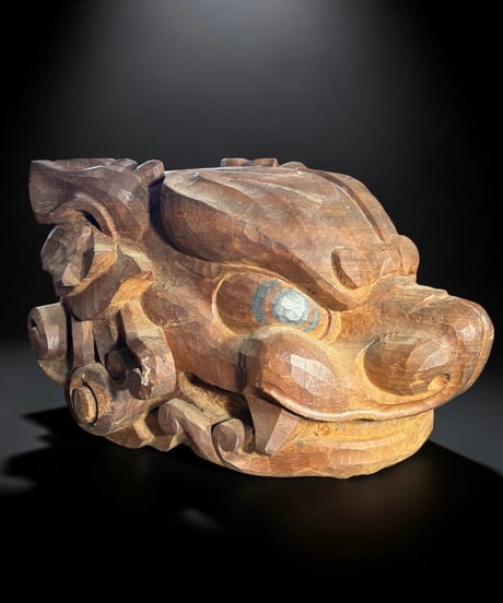 時代物 木彫 獅子頭 木鼻 仏教美術 だんじり 山車 獅子舞 魔除け 置物 作家物 オブジェ 古美術 骨董品 アンティーク