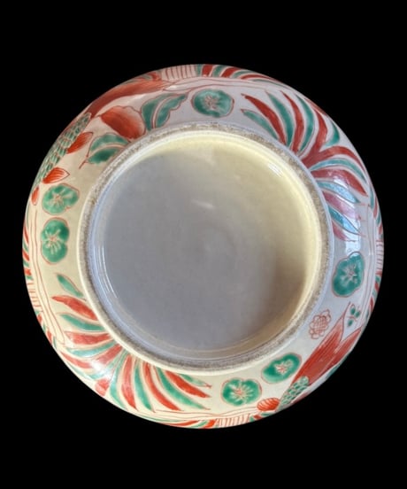 中国美術 大鉢 魚藻文図 赤絵 鯉 菓子鉢 色絵 中国 飾皿 和食器 陶磁器 時代物 骨董品 アンティーク