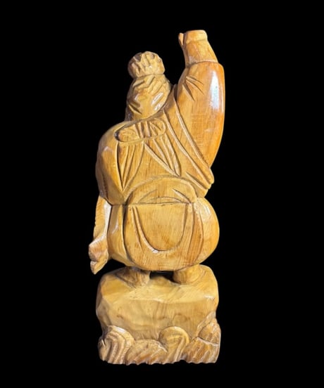 木彫り 恵比寿 七福神 木製 恵比寿様 開運 縁起物 彫刻 仏像 古美術 インテリア 置物 オブジェ 骨董品 アンティーク