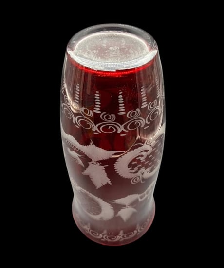 チェコ製 エーゲルマン ボヘミアングラス 花瓶 硝子 切子 フラワーベース 花入 古美術 レトロ アンティーク