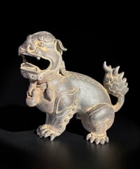 銅製 獅子 香炉 中国 唐獅子 置物 香道具 茶道具 古美術 オブジェ 金属工芸 骨董品 アンティーク