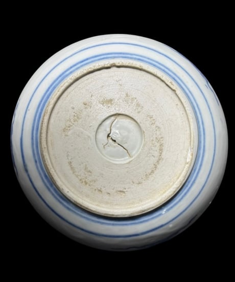 明治期 古伊万里 菊流水紋様 浅鉢 印判 丸皿 盛り鉢 古美術 時代物 和食器 骨董品 アンティーク