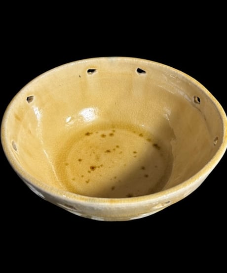 蔵出し 黄瀬戸 透かし鉢 菓子器 小鉢 茶道具 和食器 陶芸 時代物 骨董品 アンティーク
