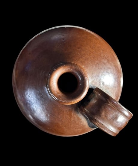 19世紀 ストーンウェア フラゴン ブラウン 水差し 塩釉 茶壺 ジャグ 丸壺 陶器 古美術 時代物 骨董品 アンティーク