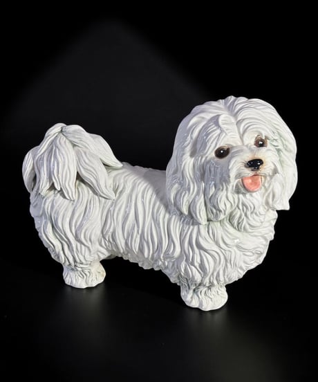 陶器製 マルチーズ オブジェ 可愛い 犬 動物 ガーデニング イヌ 置物 インテリア 雑貨 アンティーク