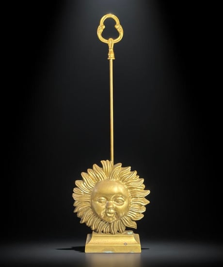 真鍮 ドアストッパー 太陽 金色 インテリア 置物 オブジェ 時代物 工芸品 骨董品 アンティーク