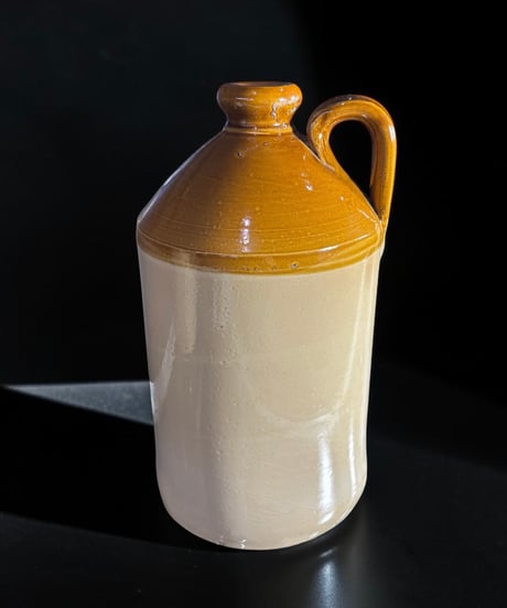 英国 ヴィンテージ ストーンウェア フラゴン ブラウン ジャー 茶壺 丸壺 陶器 古美術 時代物 イギリス 骨董品 アンティーク