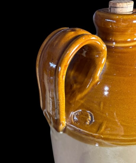 英国 ヴィンテージ ストーンウェア フラゴン ブラウン ジャー 茶壺 丸壺 陶器 古美術 時代物 イギリス 骨董品 アンティーク