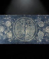 藍染 布張り 草花 壁掛 大判 雑貨 装飾品 木枠 インテリア 和柄 昭和 レトロ アンティーク