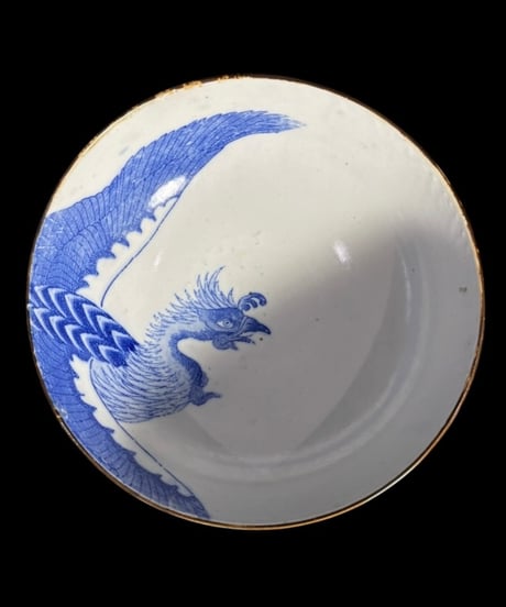時代物 古伊万里 染付 大鉢 鳳凰 盛り鉢 在銘 鉢 取り皿 飾り皿 和食器 陶器 伊万里 骨董品 アンティーク