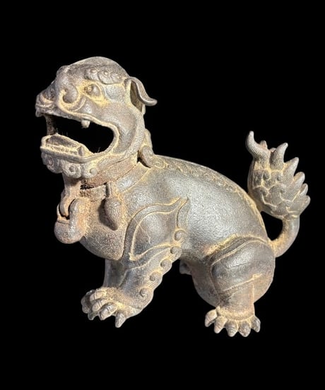 銅製 獅子 香炉 中国 唐獅子 置物 香道具 茶道具 古美術 オブジェ 金属工芸 骨董品 アンティーク