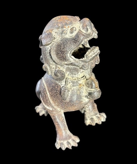 銅製 獅子 香炉 中国 唐獅子 置物 香道具 茶道具 古美術 オブジェ 金属工芸 骨董品 アンティーク
