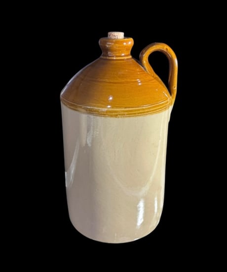 英国 ヴィンテージ ストーンウェア フラゴン ブラウン ジャー 茶壺 丸壺 陶器 古美術 時代物 イギリス 骨董品 アンティーク