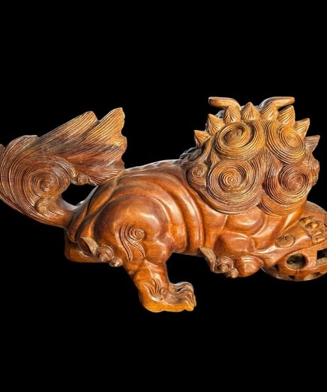 木彫 唐獅子 阿吽 玉乗り 獅子舞 魔除け 置物 コレクション オブジェ 古美術 骨董品 アンティーク