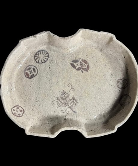 蔵出し 菓子器 白釉 草花文 変形皿 瓢箪 菓子皿 取り皿 飾皿 和食器 骨董品 アンティーク
