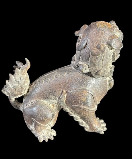 銅製 獅子 香炉 中国 唐獅子 置物 香道具 茶道具 古美術 オブジェ 金属工芸 骨董品 アンティーク