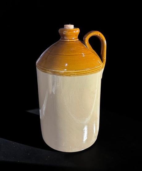 英国 ヴィンテージ ストーンウェア フラゴン ブラウン ジャー 茶壺 丸壺 陶器 古美術 時代物 イギリス 骨董品 アンティーク