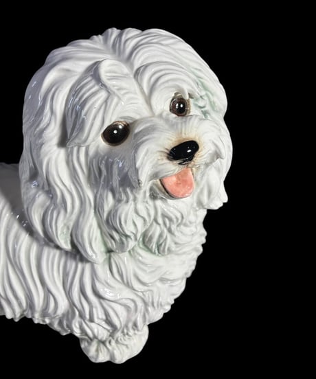 陶器製 マルチーズ オブジェ 可愛い 犬 動物 ガーデニング イヌ 置物 インテリア 雑貨 アンティーク