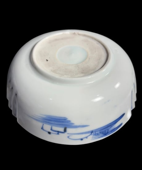 江戸後期 古伊万里 染付 盃洗 獅子牡丹図 深鉢 飾皿 陶器 時代物 骨董品 アンティーク