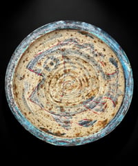 蔵出し 手描き 魚文 丸皿 飾皿 焼物 陶芸 時代物 和食器 作家物 骨董品 アンティーク