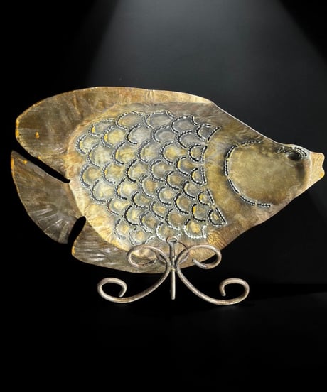 金属工芸 キャンドルホルダー 銅製 熱帯魚 蝋燭台 魚 灯火台 置物 インテリア オブジェ 骨董品 アンティーク