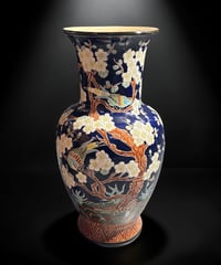 時代物 中国磁器 色絵 大壺 梅鳥図 フラワーベース 花瓶 花入れ 花器 極楽鳥 丸壺 陶器 中国 古美術 骨董品 アンティーク