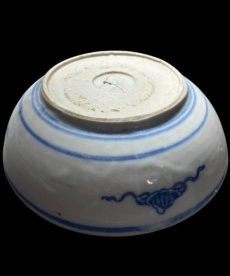 明治期 古伊万里 菊流水紋様 浅鉢 印判 丸皿 盛り鉢 古美術 時代物 和食器 骨董品 アンティーク