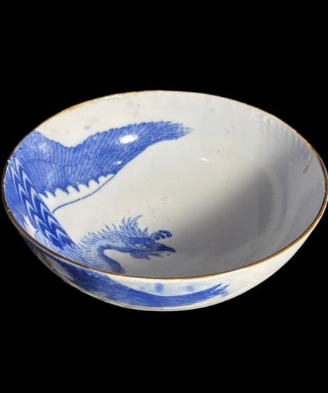 時代物 古伊万里 染付 大鉢 鳳凰 盛り鉢 在銘 鉢 取り皿 飾り皿 和食器 陶器 伊万里 骨董品 アンティーク