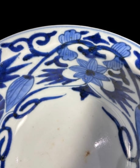 【2客セット】 古伊万里 高台鉢 草花文図 菓子鉢 盛り鉢 在銘 鉢 取り皿 飾り皿 和食器 陶器 伊万里 時代物 骨董品 アンティーク