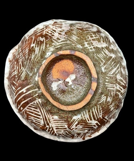 蔵出し 手描き 魚文 丸皿 飾皿 焼物 陶芸 時代物 和食器 作家物 骨董品 アンティーク