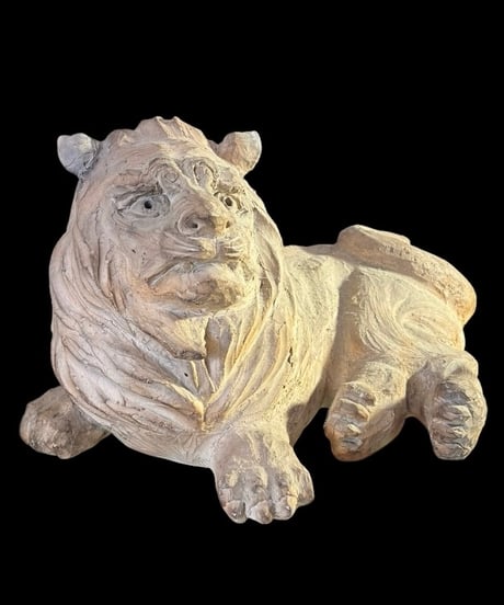 ヴィンテージ 陶器製 獅子 オブジェ 置物 ライオン 庭園 コレクション インテリア 古美術 骨董品 アンティーク