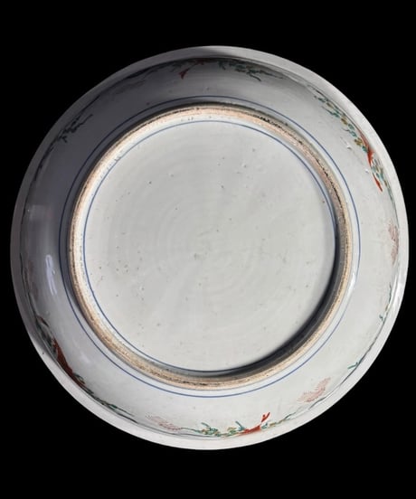 江戸期 古伊万里 大鉢 山水風景文図 錦手 色絵 鉢 取り皿 飾り皿 陶器 時代物 骨董品 アンティーク
