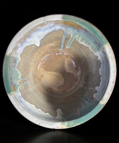 瀬戸焼 大鉢 緑釉 垂れ流し すり鉢 飾皿 和食器 古美術 時代物 骨董品 アンティーク