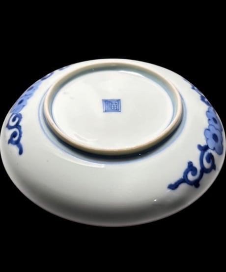 明治-大正 古伊万里 染付 角福 雲龍文 梅 丸皿 飾皿 古伊万里 古美術 時代物 和食器 骨董品 アンティーク