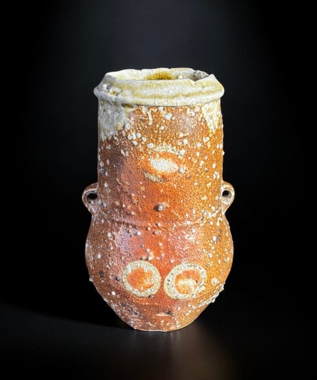 英国 Phil Rogers 花瓶 フィルロジャース 塩釉 還元 作家物 フラワーベース 花入れ 花器 陶器 古美術 骨董品 アンティーク
